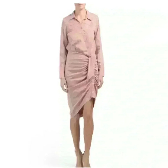 Young Fabulous & Broke "Delana" Western Shirt Dress in Vintage Rose Pink/Salmon - Picture 2 of 5